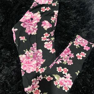 Garage Black and Pink Floral Leggings